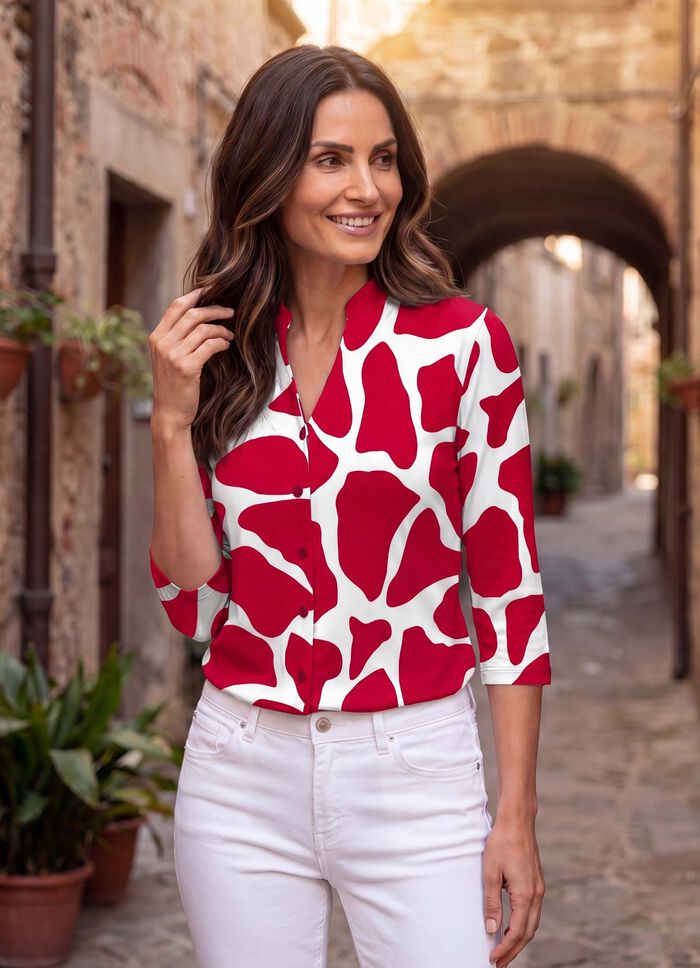 Shirtbluse mit Stehkragen 